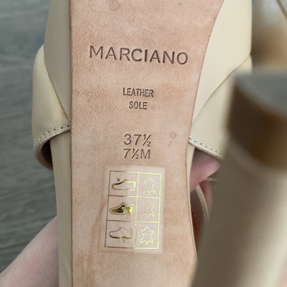 Guess Marciano Beige Leather Platform Heels - Picture 5 of 7
